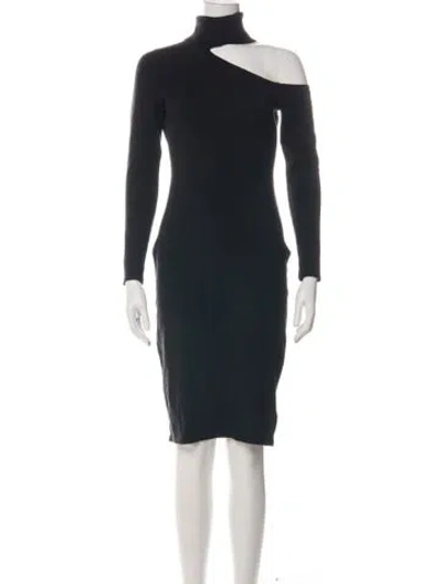 Pre-owned L'agence Turtleneck Knee-length Dress In Black