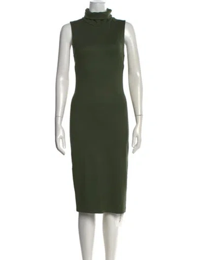 Pre-owned L'agence Turtleneck Knee-length Dress In Green