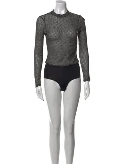 Pre-owned L'agence Turtleneck Long Sleeve Bodysuit In Black