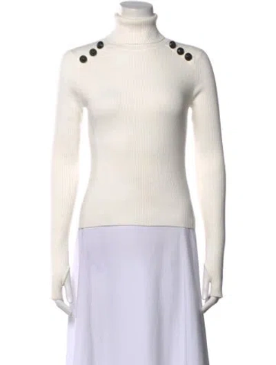 Pre-owned L'agence Turtleneck Long Sleeve Top In White