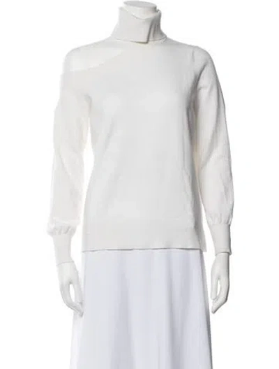 Pre-owned L'agence Turtleneck Long Sleeve Top In White