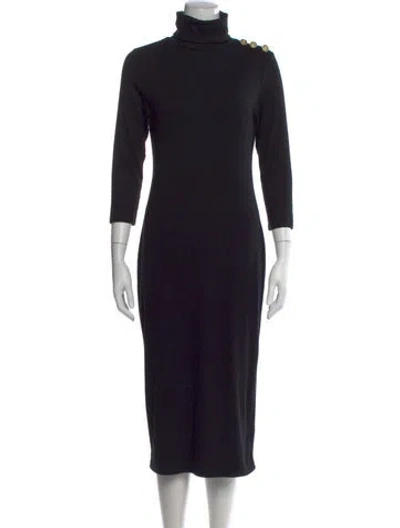 Pre-owned L'agence Turtleneck Midi Length Dress In Black