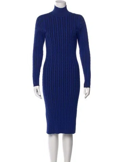 Pre-owned L'agence Turtleneck Midi Length Dress In Blue