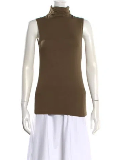 Pre-owned L'agence Turtleneck Sleeveless Top In Green