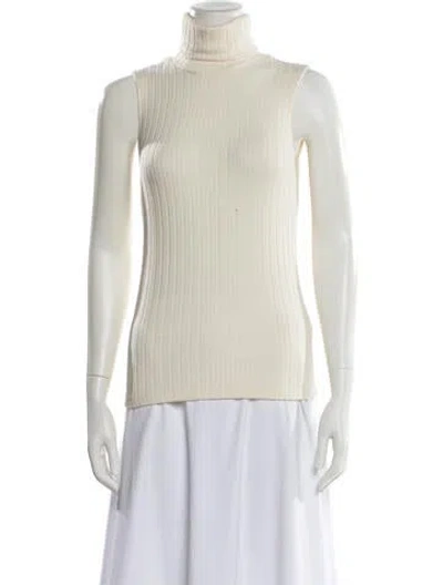 Pre-owned L'agence Turtleneck Sleeveless Top In White