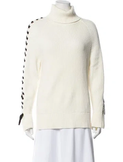 Pre-owned L'agence Turtleneck Sweater In White