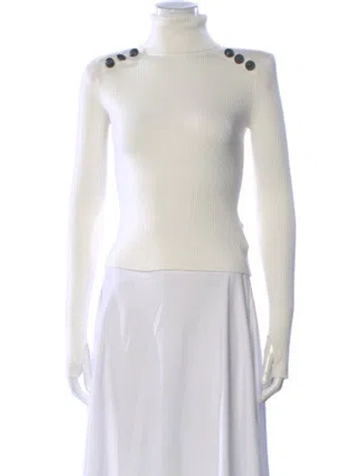 Pre-owned L'agence Turtleneck Sweater In White