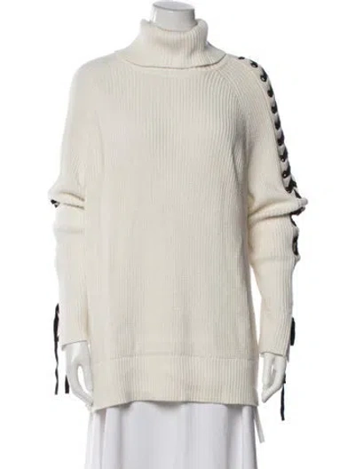 Pre-owned L'agence Turtleneck Sweater In White