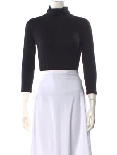 Pre-owned L'agence Turtleneck Three-quarter Sleeve Bodysuit In Black