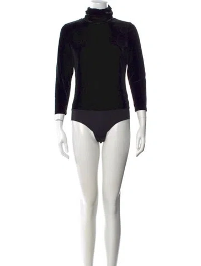 Pre-owned L'agence Turtleneck Three-quarter Sleeve Bodysuit W/ Tags In Black