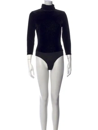 Pre-owned L'agence Turtleneck Three-quarter Sleeve Bodysuit W/ Tags In Black