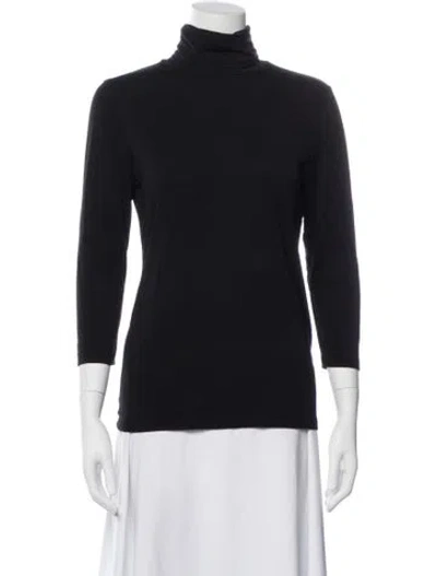 Pre-owned L'agence Turtleneck Three-quarter Sleeve Top In Black