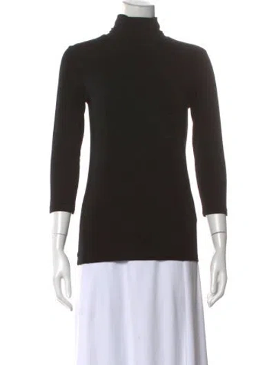Pre-owned L'agence Turtleneck Three-quarter Sleeve Top In Black