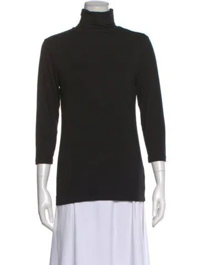 Pre-owned L'agence Turtleneck Three-quarter Sleeve Top In Black
