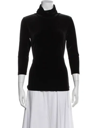 Pre-owned L'agence Turtleneck Three-quarter Sleeve Top In Black