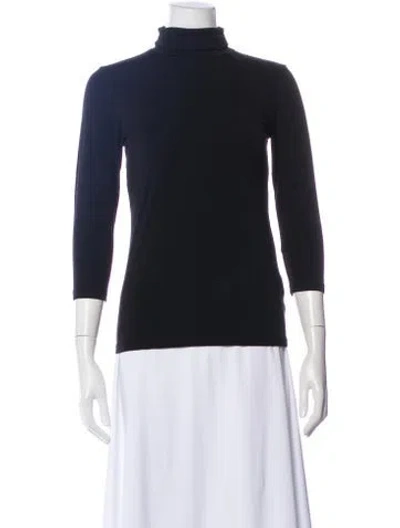 Pre-owned L'agence Turtleneck Three-quarter Sleeve Top In Black