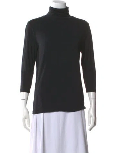 Pre-owned L'agence Turtleneck Three-quarter Sleeve Top In Black