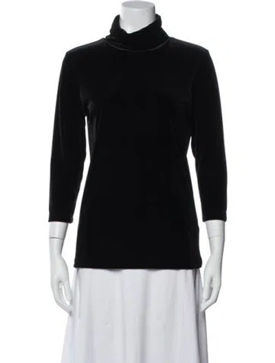 Pre-owned L'agence Turtleneck Three-quarter Sleeve Top In Black
