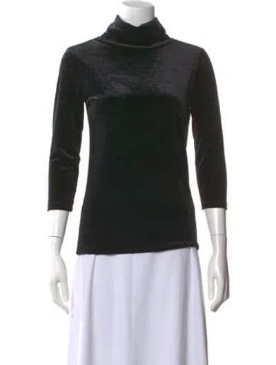Pre-owned L'agence Turtleneck Three-quarter Sleeve Top In Black