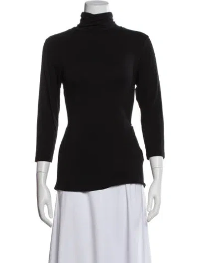 Pre-owned L'agence Turtleneck Three-quarter Sleeve Top In Black