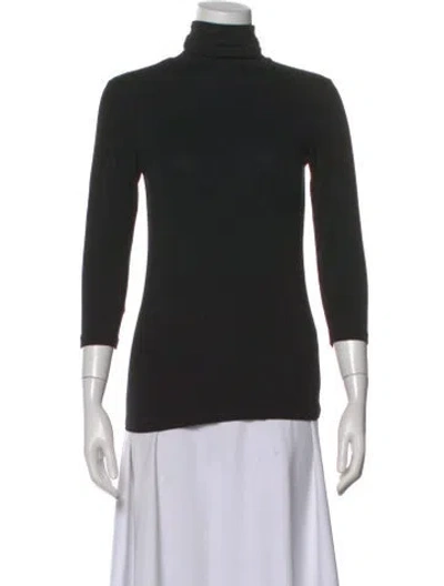 Pre-owned L'agence Turtleneck Three-quarter Sleeve Top In Black