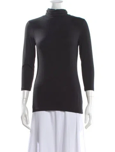Pre-owned L'agence Turtleneck Three-quarter Sleeve Top In Black