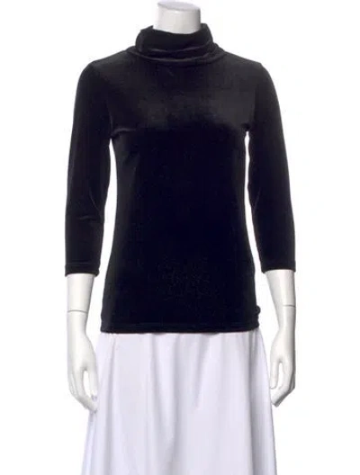 Pre-owned L'agence Turtleneck Three-quarter Sleeve Top In Black