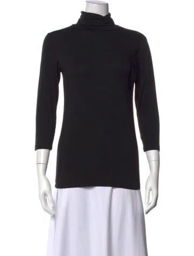 Pre-owned L'agence Turtleneck Three-quarter Sleeve Top In Black
