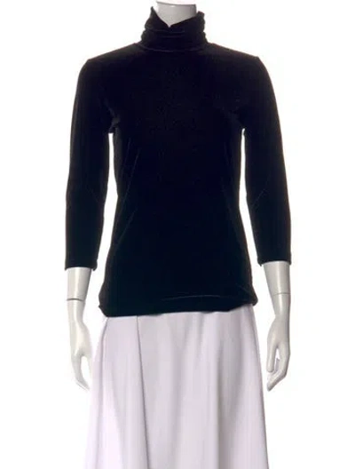 Pre-owned L'agence Turtleneck Three-quarter Sleeve Top In Black