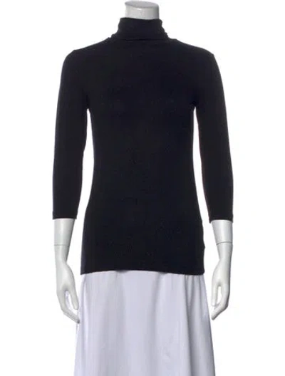 Pre-owned L'agence Turtleneck Three-quarter Sleeve Top In Black