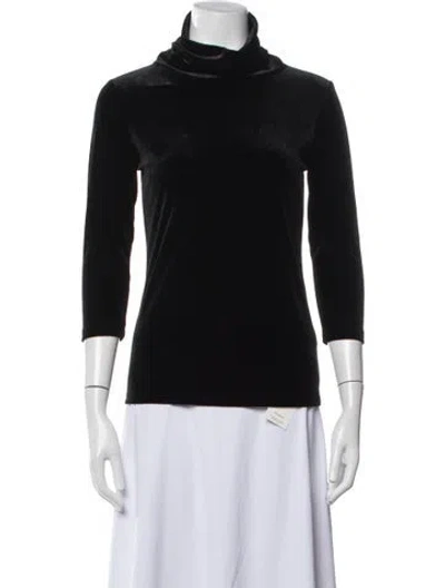 Pre-owned L'agence Turtleneck Three-quarter Sleeve Top In Black