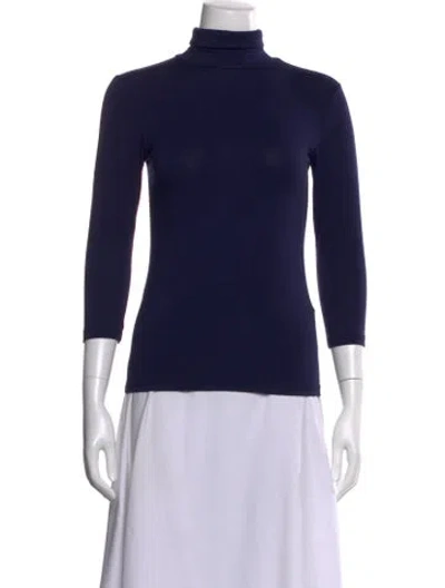 Pre-owned L'agence Turtleneck Three-quarter Sleeve Top In Blue
