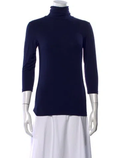 Pre-owned L'agence Turtleneck Three-quarter Sleeve Top In Blue