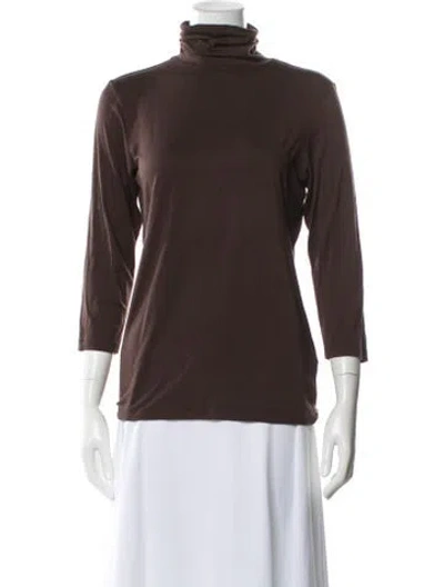 Pre-owned L'agence Turtleneck Three-quarter Sleeve Top In Brown