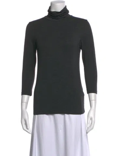 Pre-owned L'agence Turtleneck Three-quarter Sleeve Top In Gray