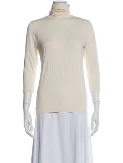 Pre-owned L'agence Turtleneck Three-quarter Sleeve Top In Neutral
