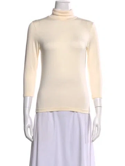Pre-owned L'agence Turtleneck Three-quarter Sleeve Top In Neutral