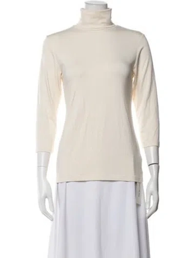 Pre-owned L'agence Turtleneck Three-quarter Sleeve Top In Neutrals