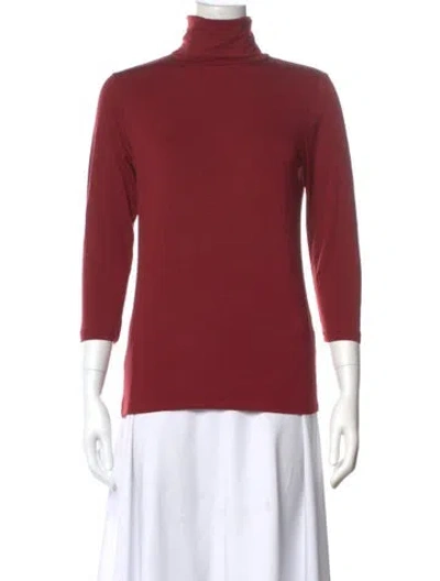 Pre-owned L'agence Turtleneck Three-quarter Sleeve Top In Red