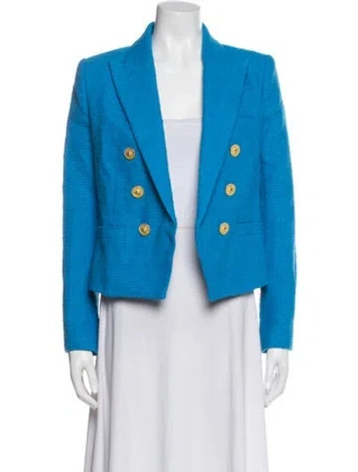 Pre-owned L'agence Tweed Blazer In Blue