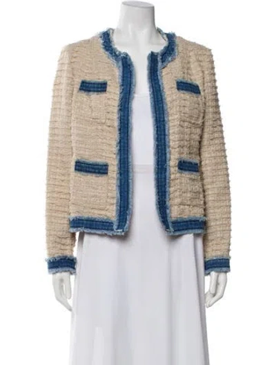 Pre-owned L'agence Tweed Colorblock Pattern Evening Jacket