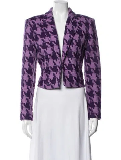 Pre-owned L'agence Tweed Houndstooth Print Blazer In Purple