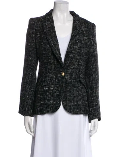 Pre-owned L'agence Tweed Pattern Blazer In Black