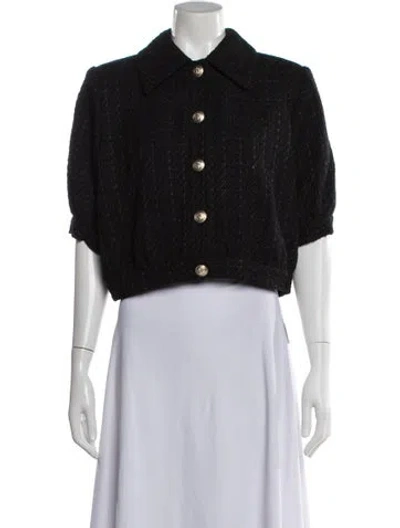 Pre-owned L'agence Tweed Pattern Blazer In Black