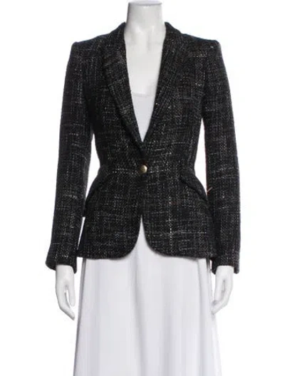 Pre-owned L'agence Tweed Pattern Blazer In Black