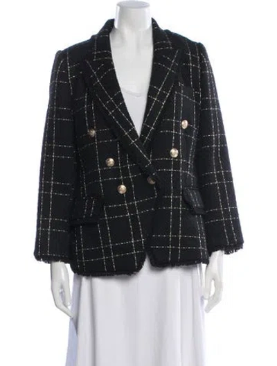 Pre-owned L'agence Tweed Pattern Blazer In Black