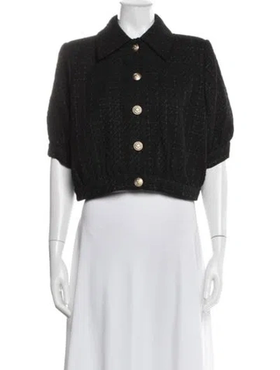 Pre-owned L'agence Tweed Pattern Blazer In Black