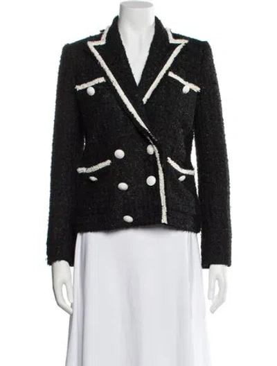 Pre-owned L'agence Tweed Pattern Blazer In Black