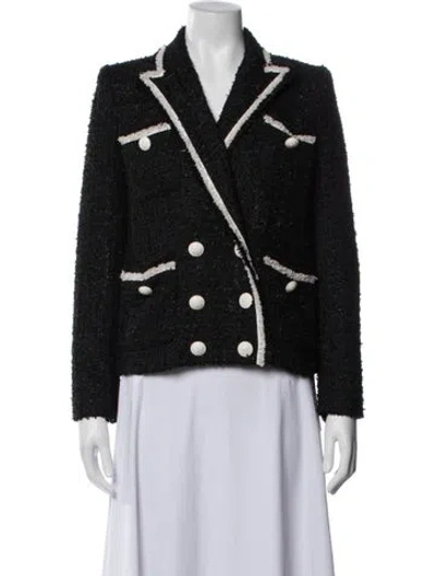 Pre-owned L'agence Tweed Pattern Blazer In Black