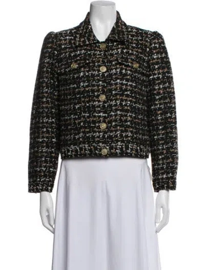 Pre-owned L'agence Tweed Pattern Blazer In Black